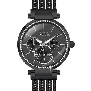 NEW invicta Angel Lady 36MM Black Dial Quartz Black Bracelet Watch